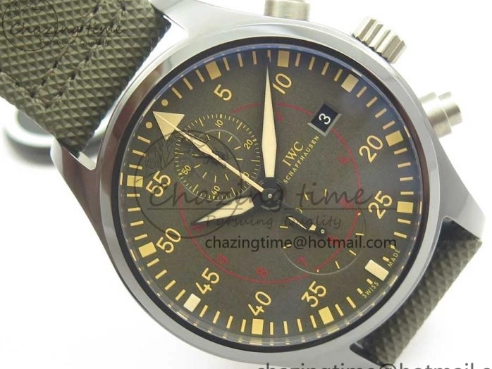 MIROTIME 0821 Classic PILOT IW389001 ZF 1:1 Best Edition Ceramic Case Green Dial on Green Nylon Strap A7750 (Function Same As Genuine) 7160
